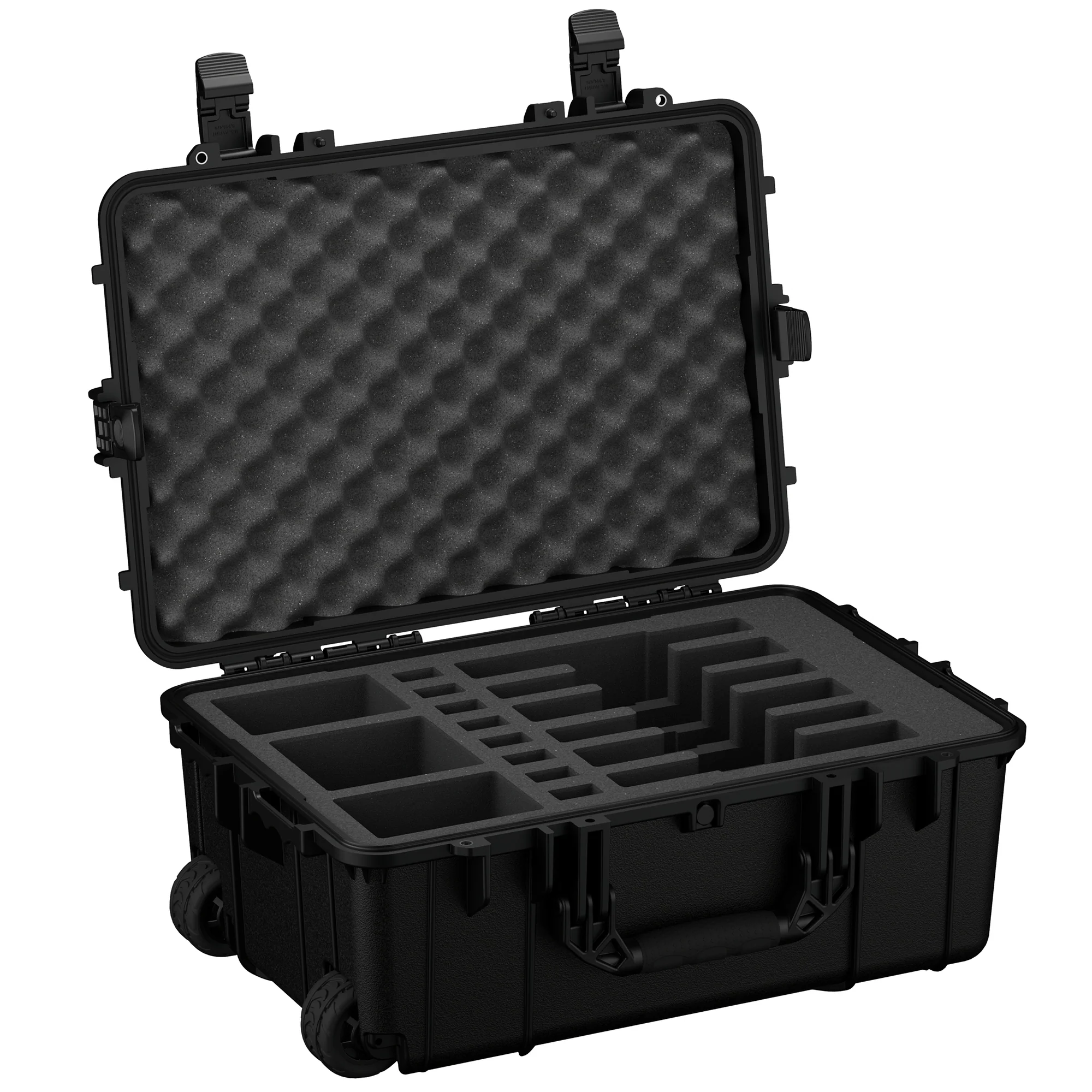 Durable 24-inch hard case designed to securely store and transport up to six pistols with customizable foam inserts.