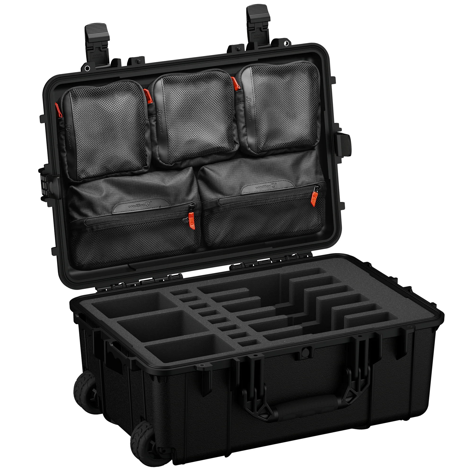 Durable 24-inch pistol case with customizable foam interior and mesh pockets for secure storage and transport of firearms.