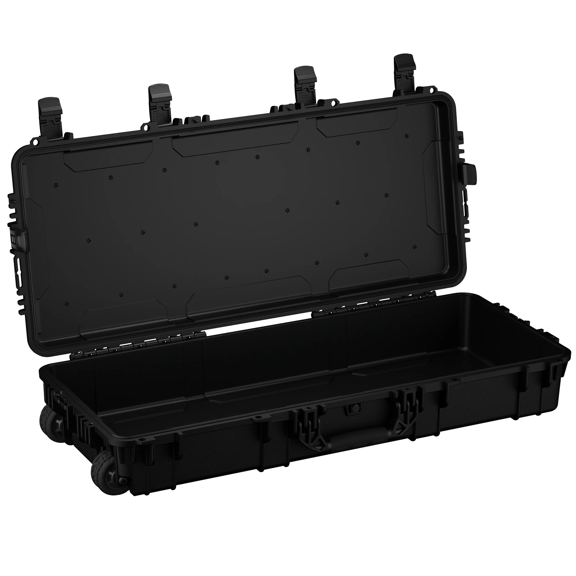 Durable 40-inch hard case with wheels, designed for waterproof and dustproof protection of gear during transport.