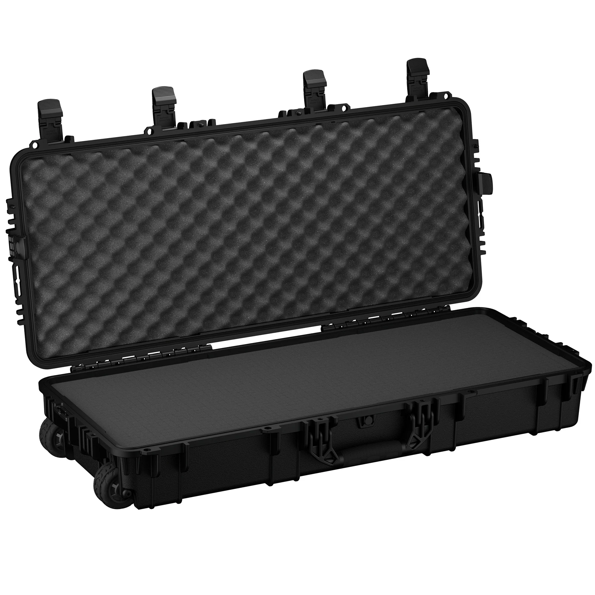 Durable 40-inch hard case with a waterproof and dustproof design, featuring a foam interior for secure storage and transport.